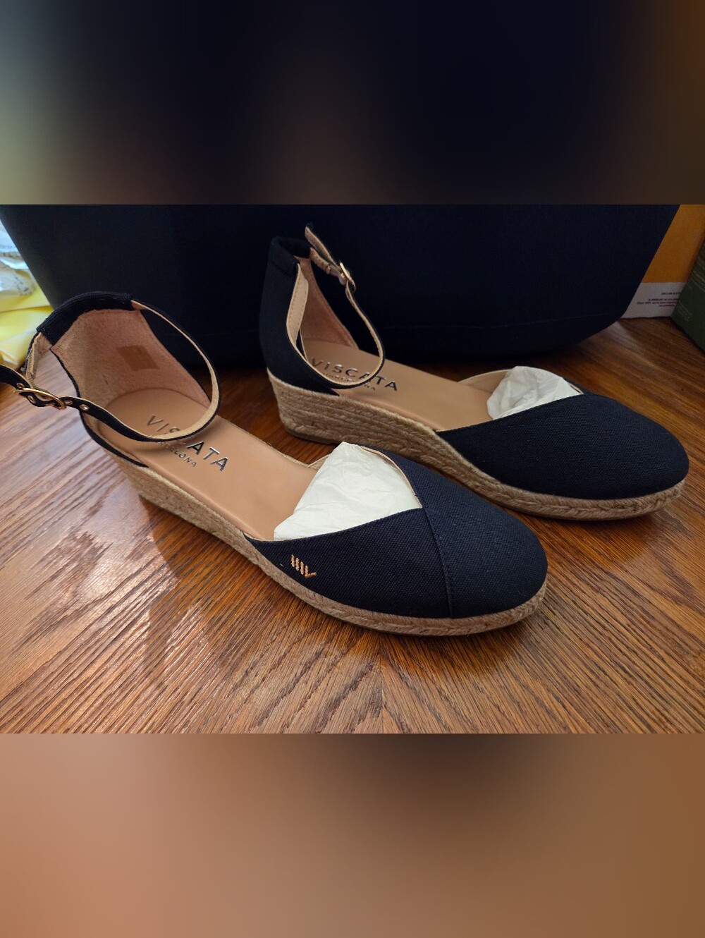 Viscata Barcelona navy blue canvas espadrille wedges Size 11